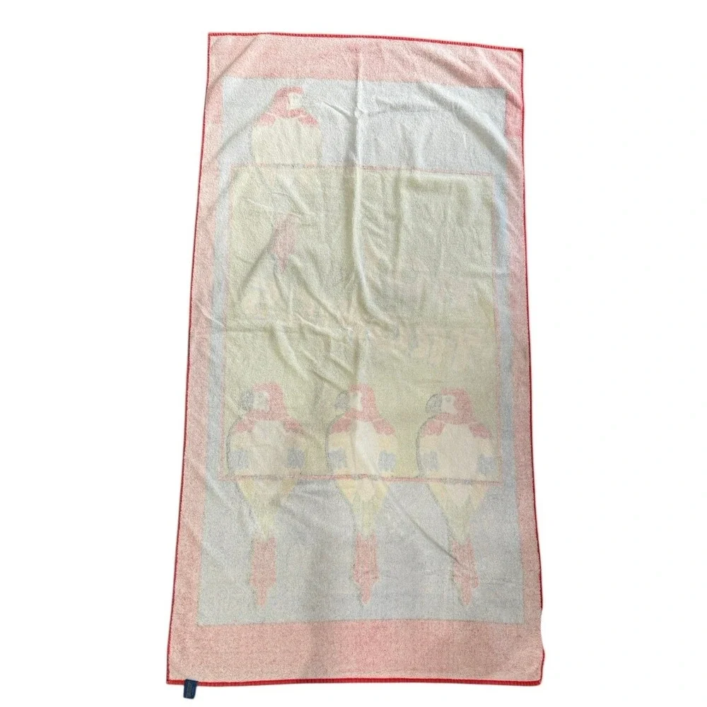 Vintage Cotton Beach Towel‎ 80s Parrot Hot Tropics Bright Colorful Tropical Pool